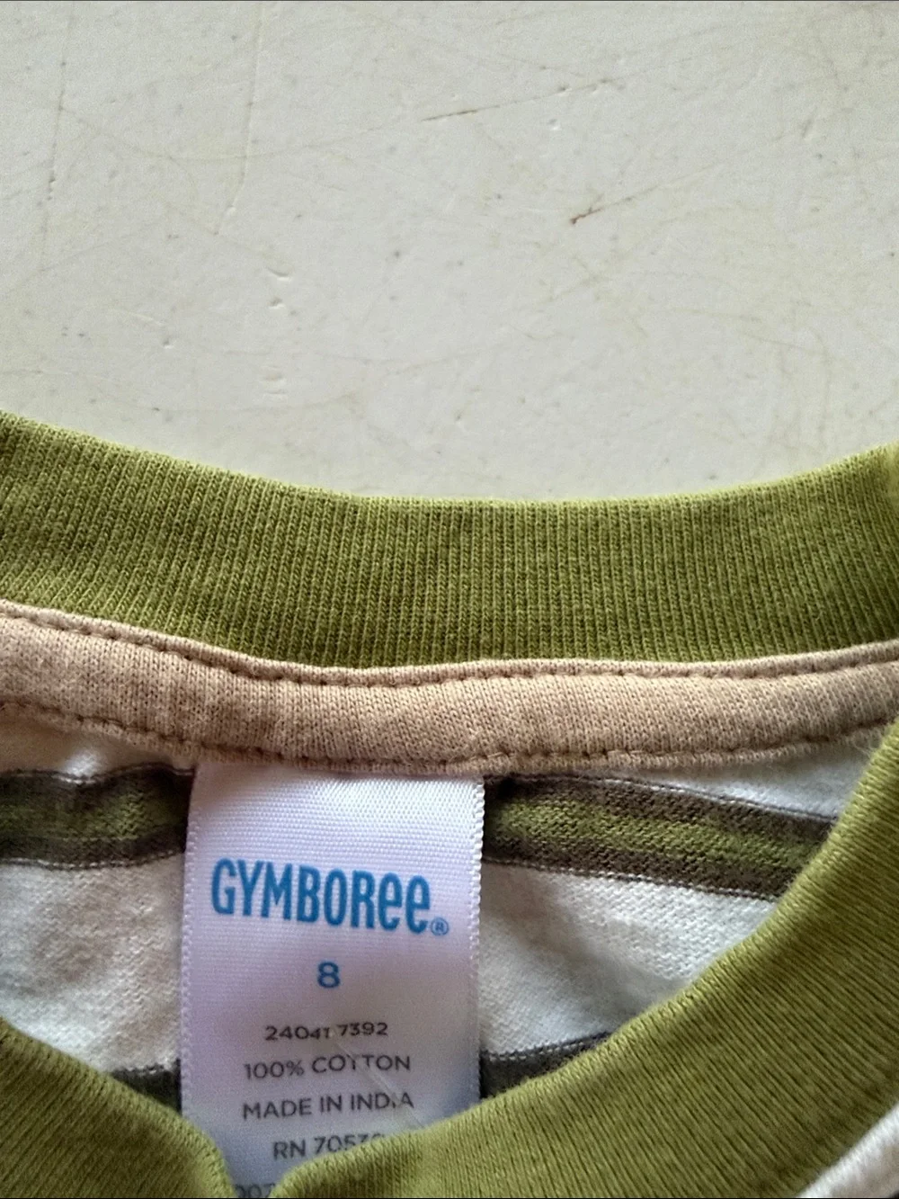 Gymboree White and Olive Striped Long-Sleeve Tee with Eagle Graphic